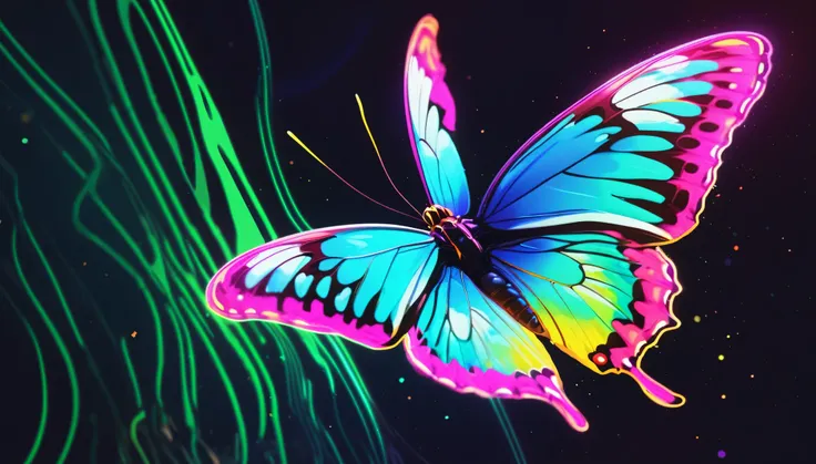 
a butterfly flying. neon strokes