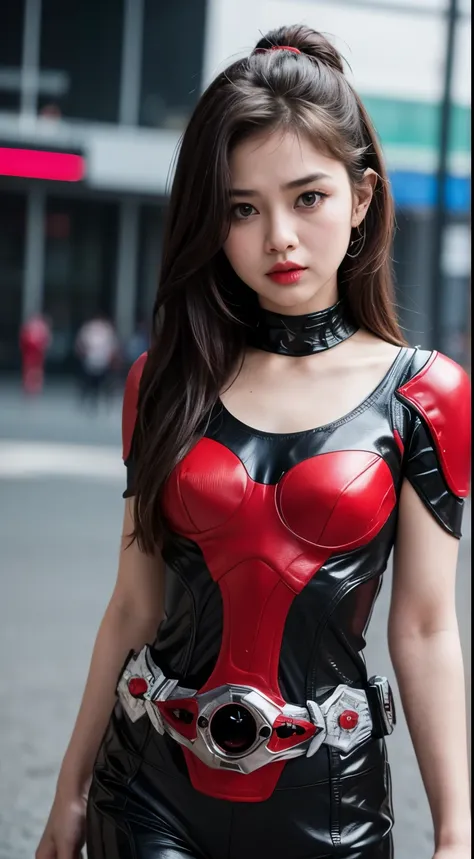 (Wearing Kamen Rider Ark), Very cute and baby-like face, Power puff girl, Naked, Angry pose, Angry face, (((BROWN HAIR MALAY GIRL))), masutepiece, High quality, UHD 45K, Realistic face, Realistic skin feeling , A Japanese Lady, 8 years old, , Very cute and...