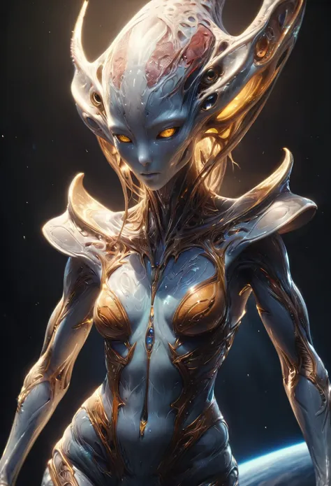 a highly detailed female extraterrestrial alien creature, beautiful alien being, erotic alien humanoid, sexy extraterrestrial li...