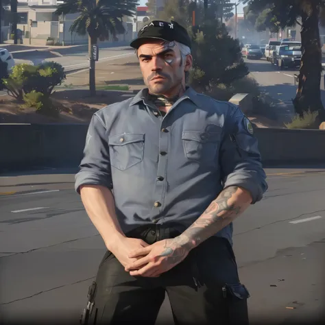 a close up of a person , as a character from gtav, like in real life 