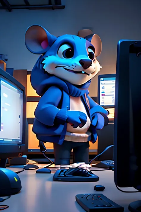 Hacker mouse messing with computer