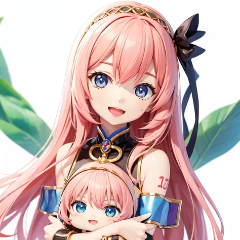 megurine luka、Cute Smile、Mouth open、Chibi Character、Highest quality