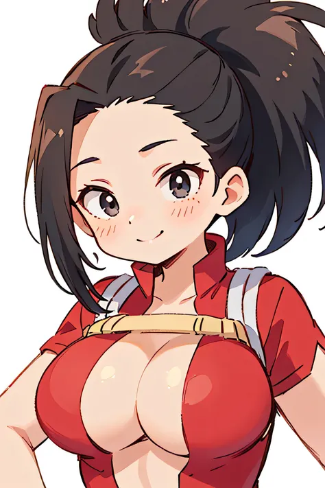 (Highest quality:1.3), yaoyorozu momo, Big Breasts, leotard, Cleavage, smile, (throw, Close-up shot), sexy, erotic