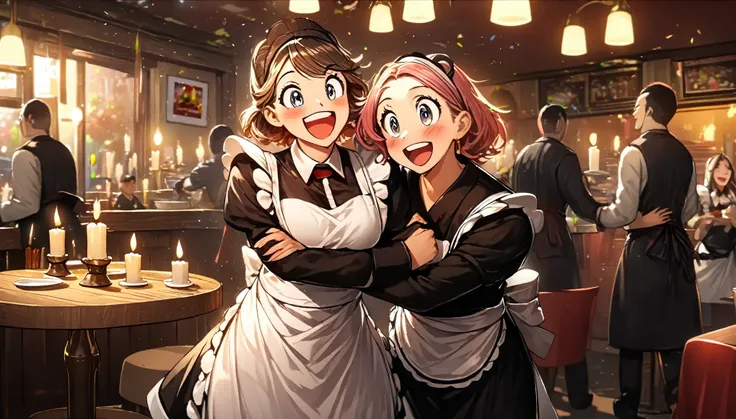 ((Woman)), ((Waitress)), ((Maid)), ((Submission)), Restaurant, Candles, ((Excited)), Peoples, Happy, HD, High Resolution, 4K