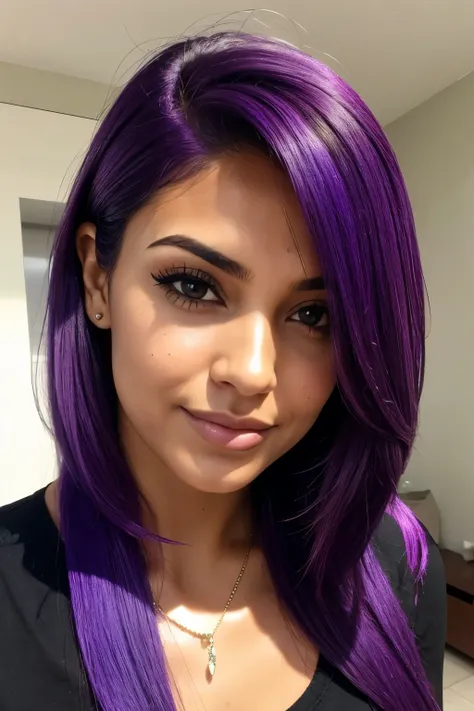 Brazilian woman with purple hair