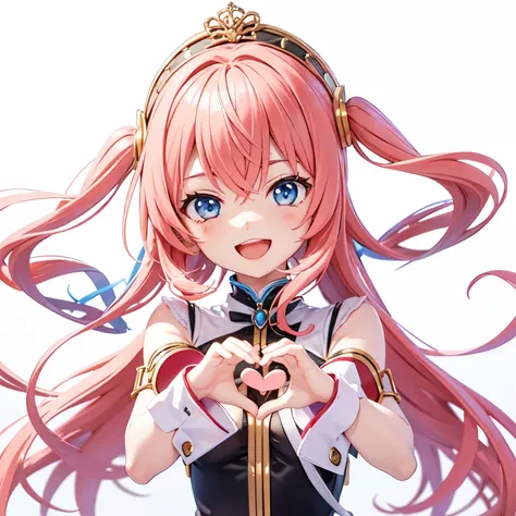 Megurine Luka、Cute Smile、Open your mouth、Chibi Character、Highest quality、Making a heart with hands