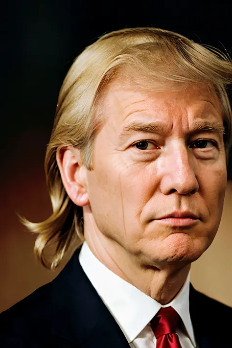 Generate an image of the former US president ,  Trump , with a bandage that covers your ear , use a style like Vincent Van goo