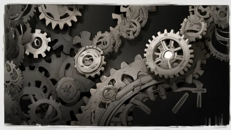 the background color is white，there are light grey gears on it，suitable as background