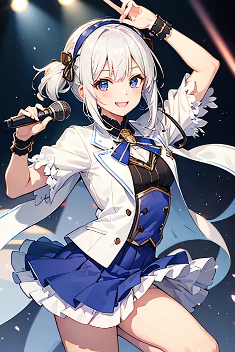 microphone、Idol、smile、White Hair