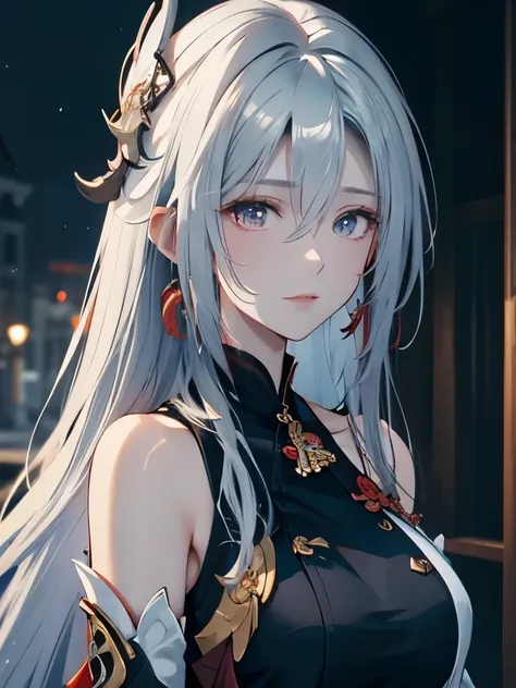 masterpiece, best quality, 8k quality, beautiful, attractive, gorgeus, shenhe, white haired deity