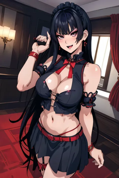 nyotengu, long hair, blush, lipstick, jewelry, earrings, Hot girl, baddie, staring, glaring, bad attitude, mean girl, dare, angry, hate, crazy, smoking, sensual, attractive, blush, lipstick, jewelry, earrings, complex detailed background, casino environmen...