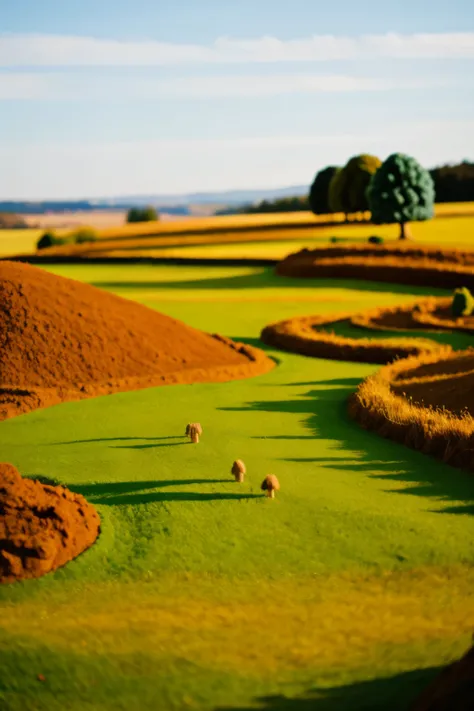 grassy landscape in craft clay style
