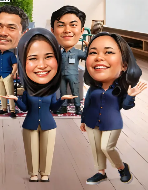 arafed image of a group of people with a picture of them, caricature illustration, charicature, caricature style, caricature, in cartoon style, pleasant, potrait, brilliant, full protrait, friend, chibi, full team, amusing, realistic cartoon, charactor, di...