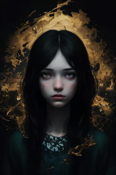 ((best quality)), ((masterpiece)), (detailed), A digital illustration of a girl being surrounded by dark, negative energy