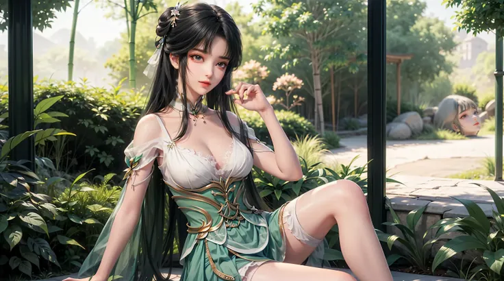 Arad woman in skirt sitting next to bamboo forest, cute anime waifu in beautiful skirt, trending on cgstation, 8K high quality detailed art, anime barbie in white stockings, highly detailed beautiful fan art, extremely detailed artgerm, anime girl Squattin...