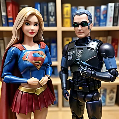 Supergirl、barbie doll collection、Accurate Mattel product、(Next to it is a Robocop figure:1.2)、(１Supergirlのバービー人形と１Robocop figures lined up:1.2)、