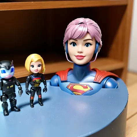 Supergirl、barbie doll collection、Accurate Mattel product、(Next to it is a Robocop figure:1.2)、１Supergirlのバービー人形と１Robocop figures lined up、