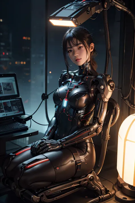 Top Quality, Masterpiece, Ultra High Resolution, (Photorealistic: 1.4), Raw Photo, 1 cyberpunk Girl, Glossy Skin, 1 Mechanical Girl, (Ultra Realistic Detail)), (((Full body shot))), Global Illumination, Contrast, Shadows, Octane Rendering, 8K, Ultra Sharp,...