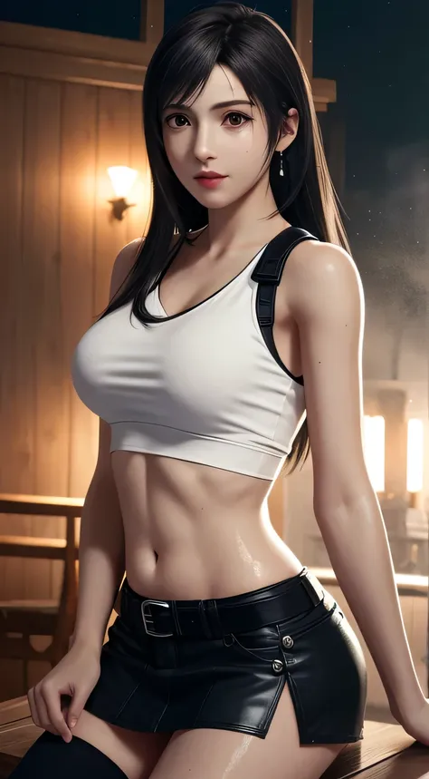 (top quality, masterpiece: 1.1), (realistic: 1.3), break (((ff7,tifa_lockhart))),(tifa_lockhart and monsters),sitting sofa, hand...