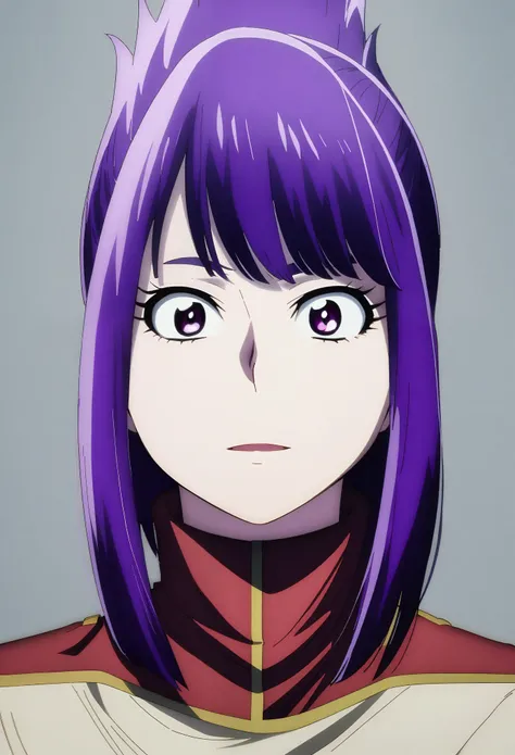 garota boku no hero, long purple hair, light purple eyes, beautiful  face.