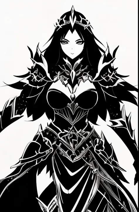 Female sorceress in dark armor
