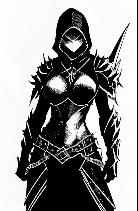 female assassin in dark armor