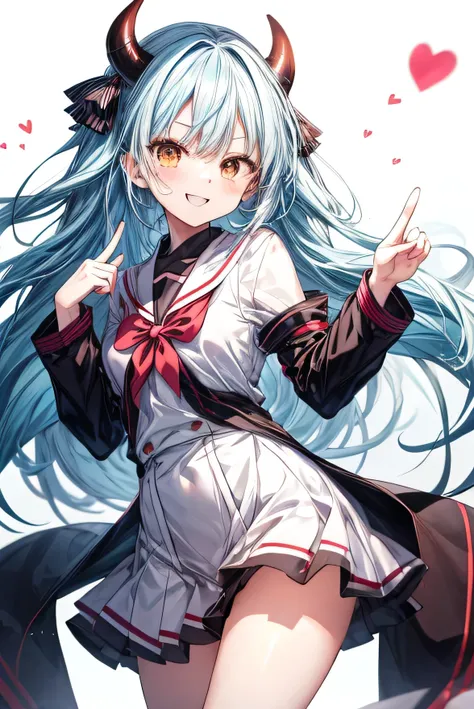 anime girl Angled and blue hair smiling and making a gesture, a manga drawing by Kamagurka, Pixiv, Self-sastructing art, mika kurai demon, With index finger, Nagatoro, [[[[smile wickedly]]]], Angled, shikamimi, Anime Monster Girl, Gap Moe Yandere, mitsumay...