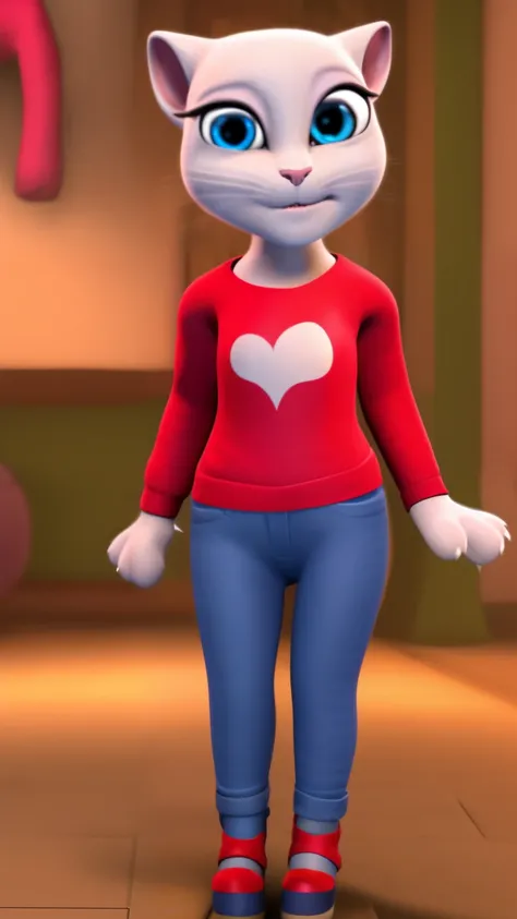 My Talking Angela,Red sweater,jeans,Red high heels