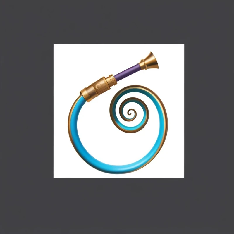 Close-up of a hose with a hose connected, swirly, swirling, swirly tubes, swirles, Color handle, Magic Wand, swirling around, Ouroboros, Rotation, swirl, whirlwind, Rotation, Hoisting horn, in swirling harmony, Spiral, wizard Magic Wand, Website Avatar