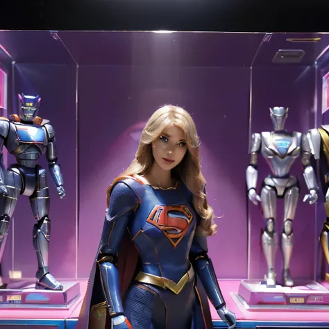 Supergirl、barbie doll collection、Accurate Mattel product、(Displayed alongside retro robot toys、レトロなロボットの玩具とSupergirlのバービー人形は同じ大きさ:1.5)、