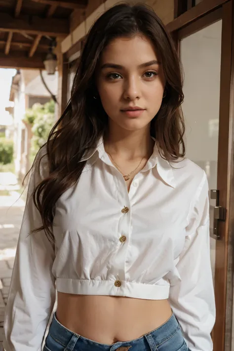 Girls wearing blouse open button