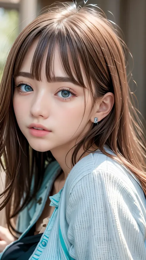 Sailor suit、、A beautiful girl in the world、Glowing Skin、sparkle on the cheeks、Bangs between the eyes、光沢のあるシルクと非常に長くてまっすぐなbeautiful天然ブロンド、eyeliner、Sexy and beautiful 35 years old、High resolution, big, beautiful, bright light blue eyes、Beautiful and bright g...