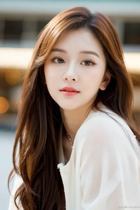 realistic, high resolution, 8k wallpapers, Complete dynamic configuration, Korean Background, beautiful detailed eyes, normal sized eyes, long straight hair, red hair vibrant lips, medium bust, Random and plain generic poses, random case, winked, 30 years ...