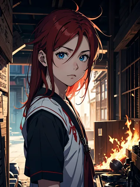 With fox in hin arm. Mehr anime. Mehr 2D. Clean. More anime. 2d. Glow. Red hair. More anime. male. Long hair. long red hair. boy, vikings. red hair. blue eyes. 火. 