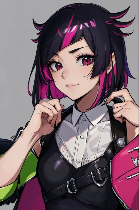 8k, ultra detalhe,lilia vanrouge, multicolored hair,streaked hair,black hair,pink hair, graves,