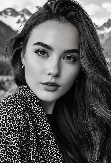 detailed portrait Photo of a beautiful 20yo woman who is an instgram influencer, detailed rich background by Ansel Adams