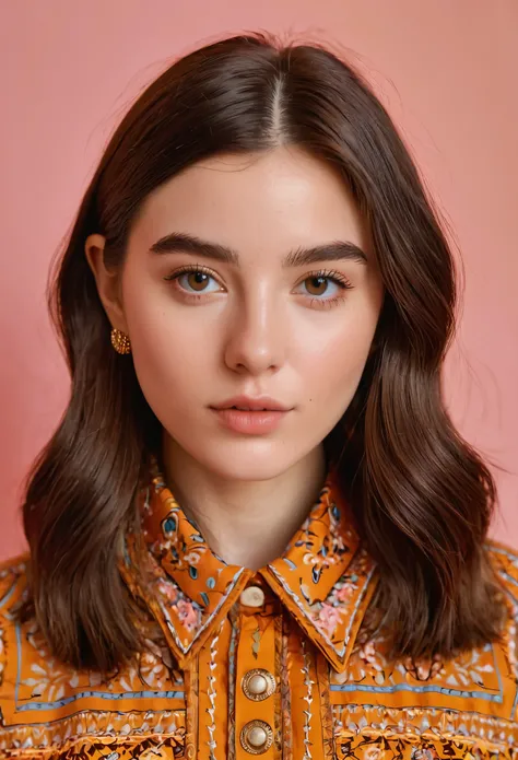 detailed portrait Photo of a beautiful 20yo woman who is an instgram influencer, detailed rich background by Wes Anderson