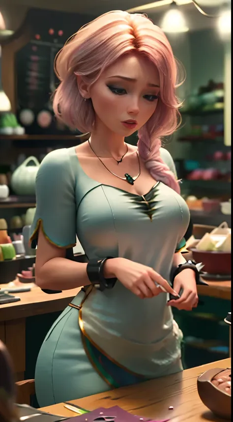 elf girl (rose quartz SU-Elsa Frozen Disney Tinker waiFu mixing models .) (ultra FUSION of white and pink hair) Fondo de pantalla CG unity 8k altamente detallado, style shot, Complex, high detail, dramatic, Highest quality film still image, Very detailed, ...