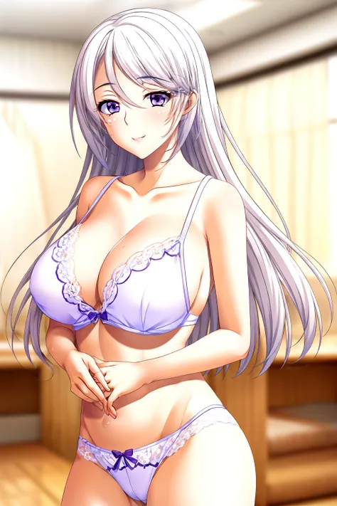 2 girls, mother(Blue eyes, Blonde Hair) and daughter(violet eyes, White Hair), mother (Watase Otoha, Blue eyes, Blonde Hair), daughter(Watase Nagisa, violet eyes, White Hair),Light滑的皮肤, Good, lace, underwear,Full body pictures, 25 years old,Young women,bea...