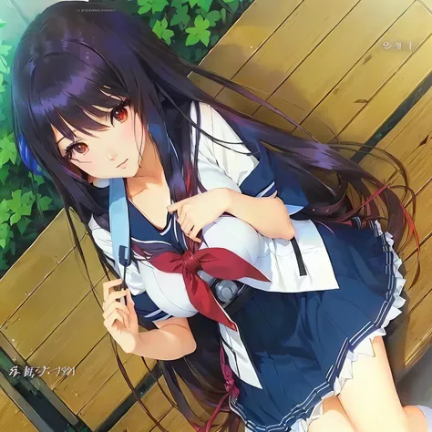 Long Hair Anime Girl, Anime Visual of a cute girl, Anime Moe Art Style, Burning, Anime Visual of a young woman, Anime Visual, Detailed Key Anime Art, anime key art, Another close-up of Iwakura, ikki tousen, Ilya Kuvshinov with long hair