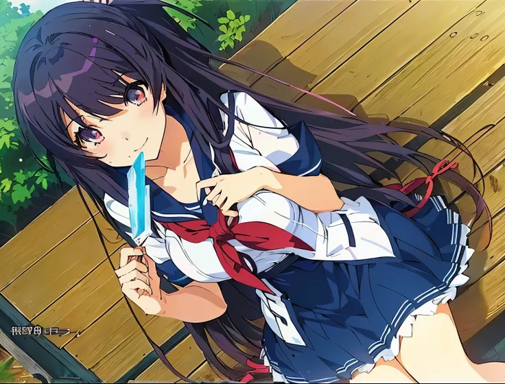 Long Hair Anime Girl, Anime Visual of a cute girl, Anime Moe Art Style, Burning, Anime Visual of a young woman, Anime Visual, Detailed Key Anime Art, anime key art, Another close-up of Iwakura, ikki tousen, Ilya Kuvshinov with long hair