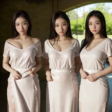 dress、(Photoreal:1.4)、(hyper realistic:1.4)、(realistic:1.3)、(smooth lighting:1.05)、(Cinema lightingImprovement of quality:0.9)、32K、identical twin sisters、20 year old girl、realistic lighting、Backlight、facial light、ray tracing、(brighter light:1.2)、(Improveme...