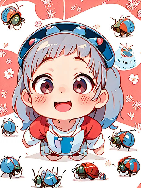 Momoko Sakura Red and White style, Kawaii Design, The most beautiful girl of all time、chibi, (((Cute pillbug))), smile