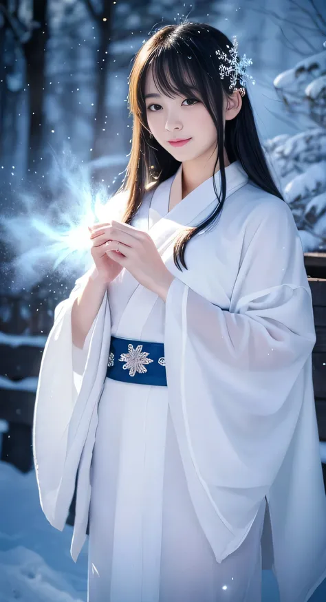 Create an ultra-cute and charming depiction of a Yuki-onna, a snow spirit from Japanese folklore, reimagined as a moe character with exaggerated and adorable features.

Yuki-onnas Moe Appearance:
Overall Appearance:

Height: Slightly taller than an average...