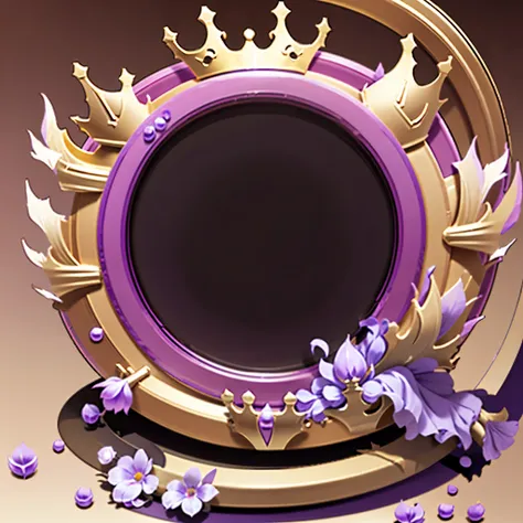 a close up of a purple circular frame with a crown on top. vector style, vector illustration