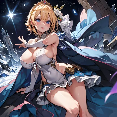 Europa,Beautiful Eyes,Symmetrical eyes,Blonde,Blue Eyes,Beauty,Tiara with flowers and veil,(Huge hips:1.1),
(Huge breasts, Glamour:1.1),Tight waist,Long legs,curve,
((Highest quality)), ((masterpiece)),(detailed),High resolution,Sharp focus,Perfect Face,{b...