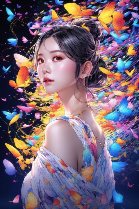 teamLab Style - Artwork、Masterpiece、Ultra high definition、Golden Ratio、Beautiful girl、Beautiful Face、A dynamic pose、