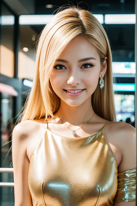 (best quality, 4k ,8k, highres, masterpiece:1.2), ultra-detailed, (realistic, photorealistic, photo-realistic:1.37), closeup, beautiful Thai woman, (slim girl), (happy smile), long lashes, beautiful makeup, platinum blonde hair, fair skin, slender figure, ...