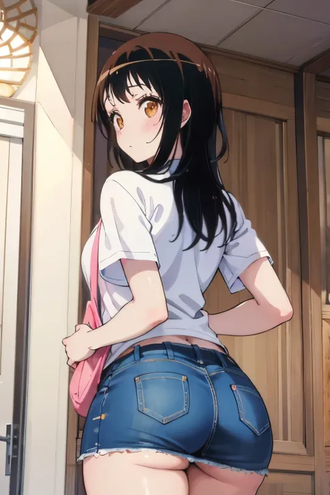 thick thighs, sticking out the butt, onodera, blushing