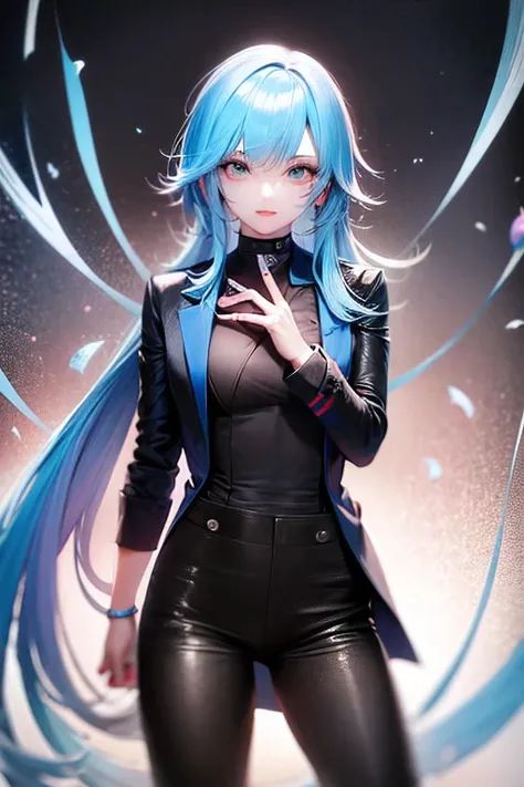 anime boy with black,blue and white hairs and blue eyes wearing a blue jacket, an anime drawing by Kamagurka, pixiv, auto-destructive art, anime visual of a cute girl, anime moe artstyle, anime style 4 k, detailed digital anime art, clean detailed anime ar...